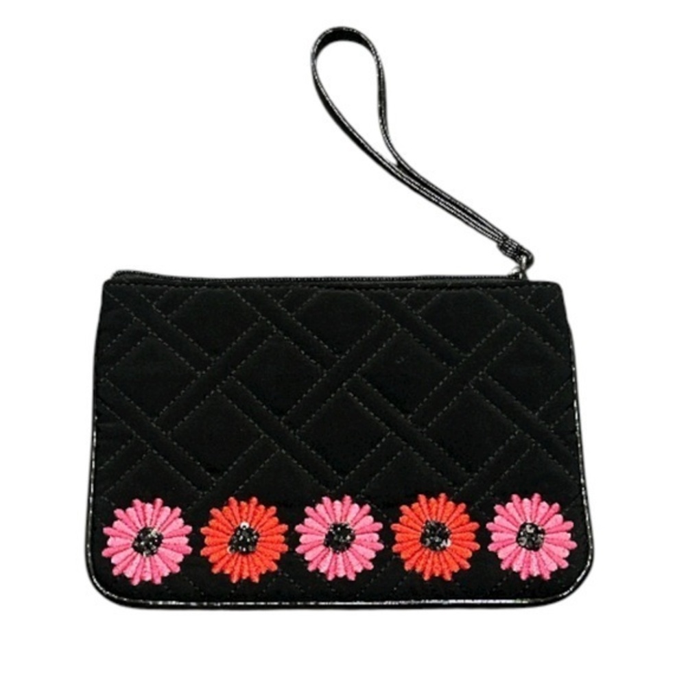 Vera Bradley NWOT Floral Embroidered Black Clutch Wristlet